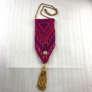 Small Cell Phone Club Purse Bag Handbag Beaded Satin Butterfly Tassel Chain Pink